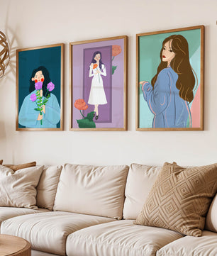 Ilustraciones Modernas De Mujeres Con Flores