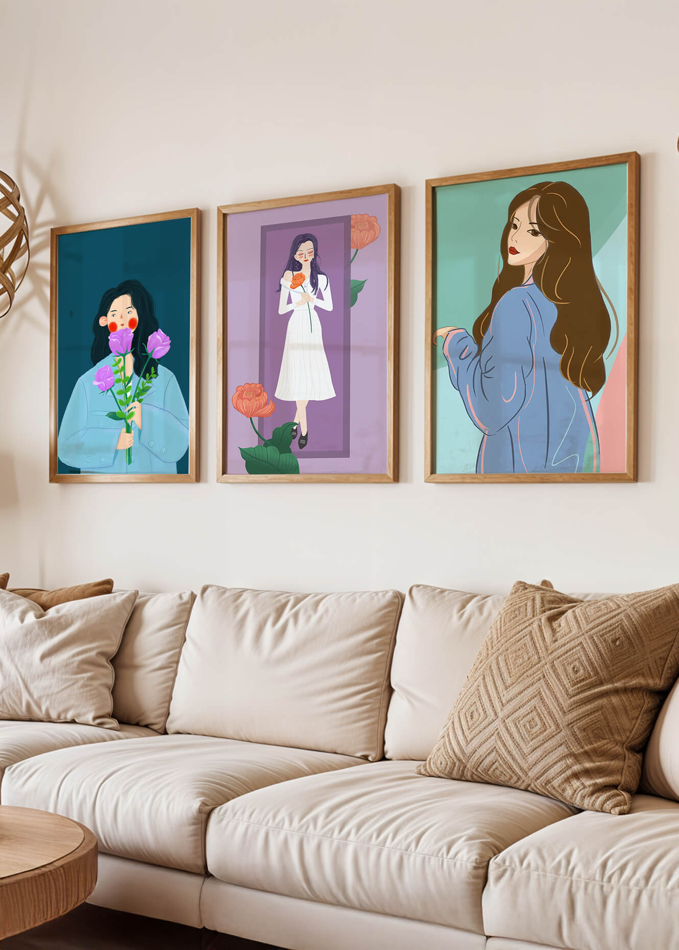 Ilustraciones Modernas De Mujeres Con Flores