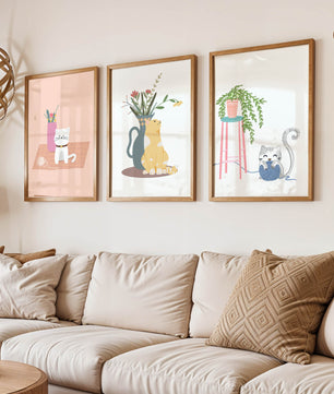 Imágenes Decorativas de Gatos y Plantas en Interiores Modernos