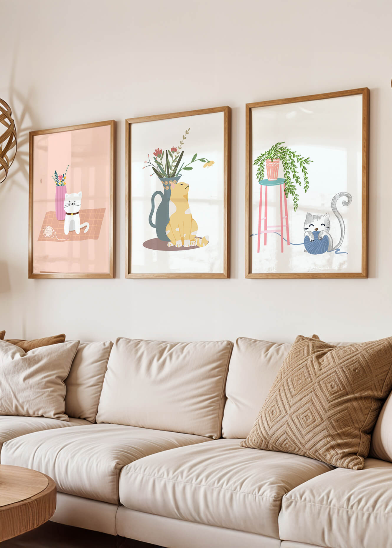 Imágenes Decorativas de Gatos y Plantas en Interiores Modernos