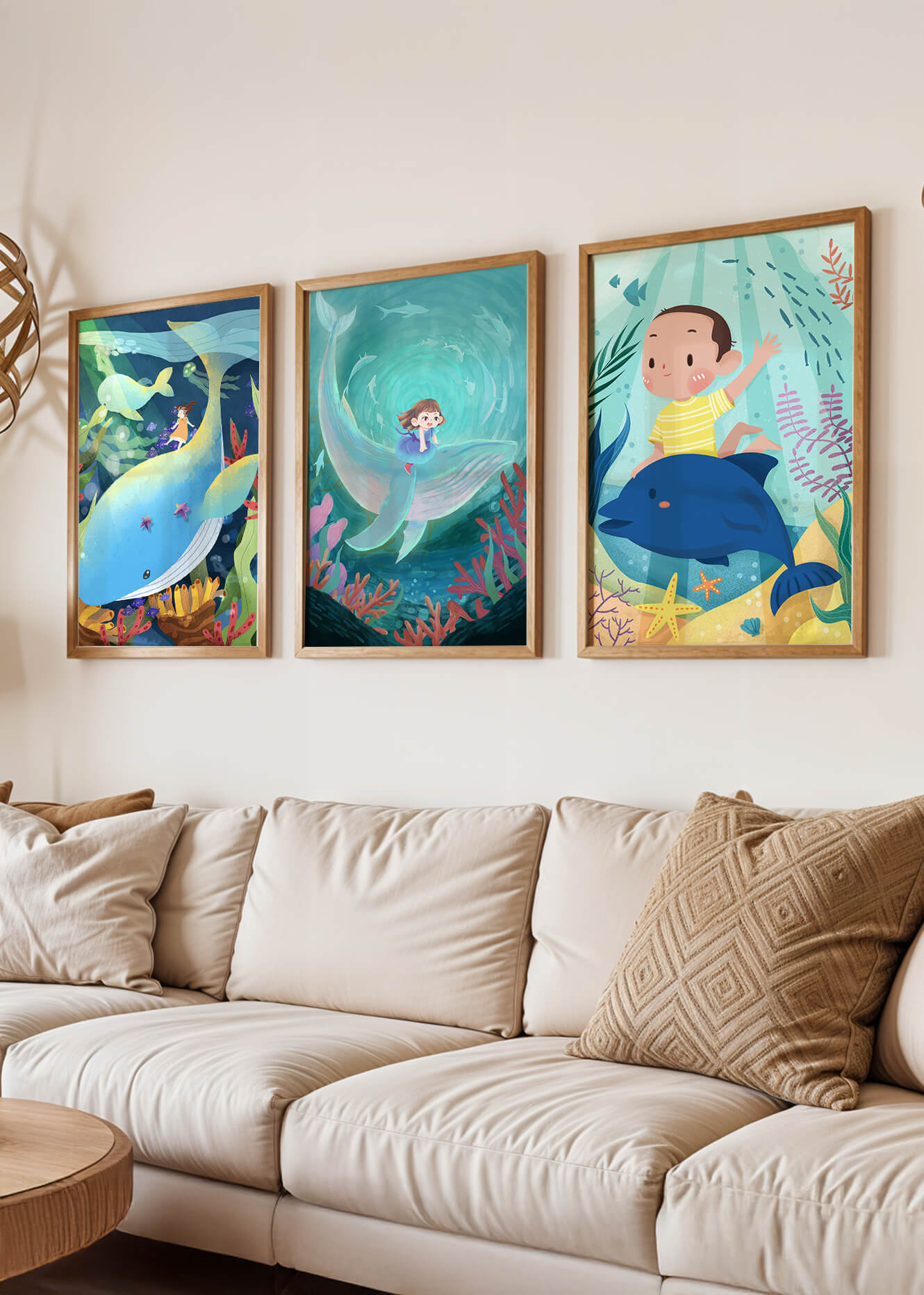 Tableau pour Enfants d’Aventures Sous-Marines avec Animaux Marins