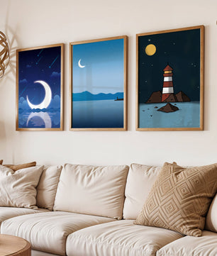 Ensemble de toiles Nuit étoilée et Phare