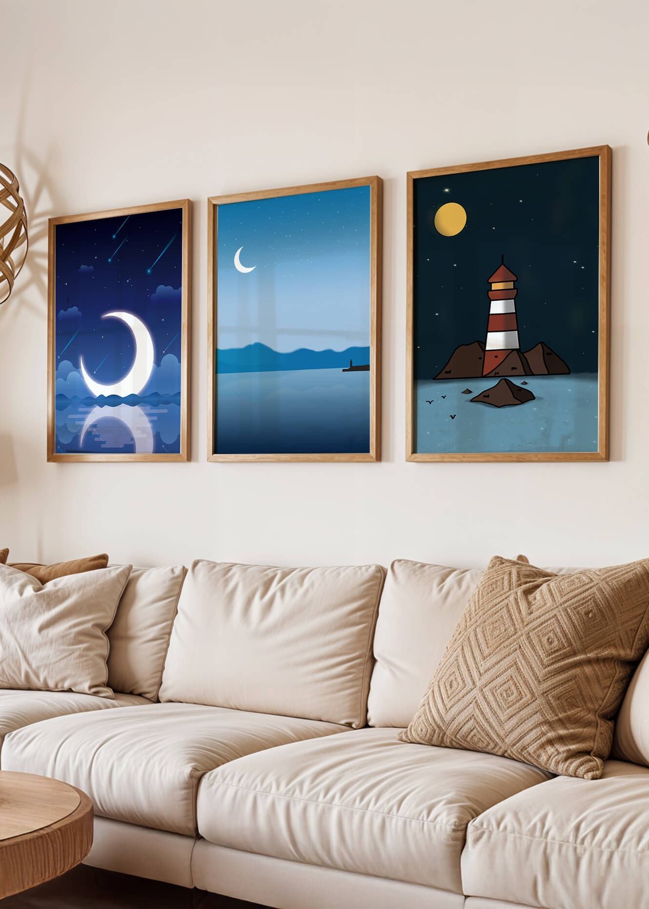 Ensemble de toiles Nuit étoilée et Phare
