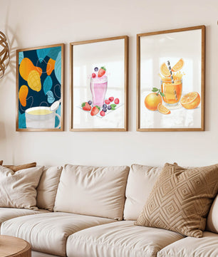 Ensemble d'illustrations de boissons fruitées colorées sans cadre