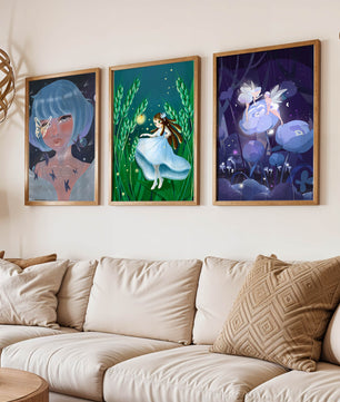 Set aus drei Kunstwerken mit Fantasymotiven