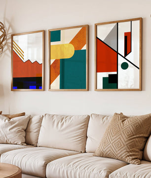 Ensemble d'art abstrait moderne avec des motifs géométriques sans cadre