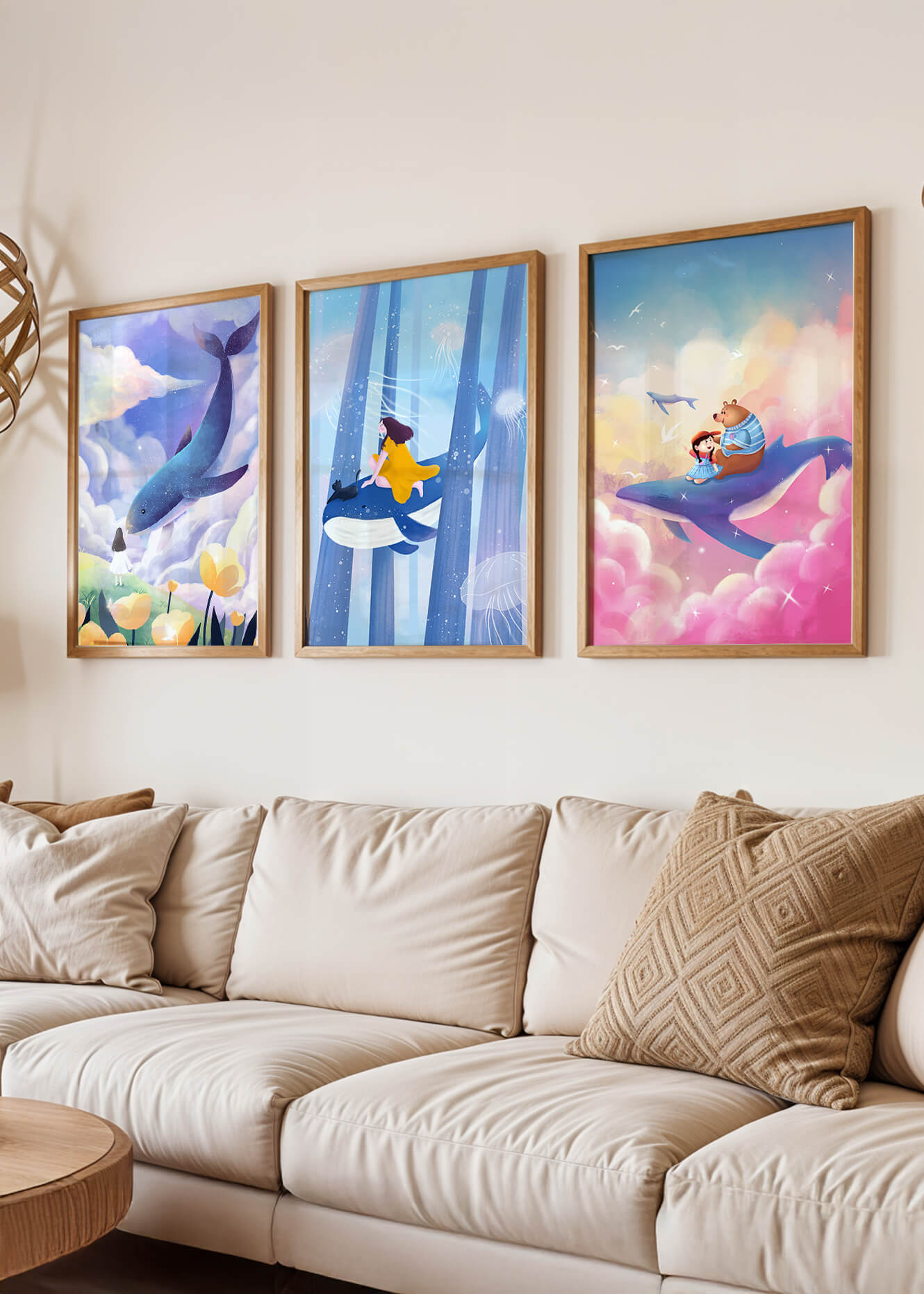 Images illustratives avec des animaux marins et des figures humaines