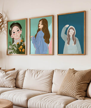 Impresiones artísticas de retratos femeninos en estilo moderno