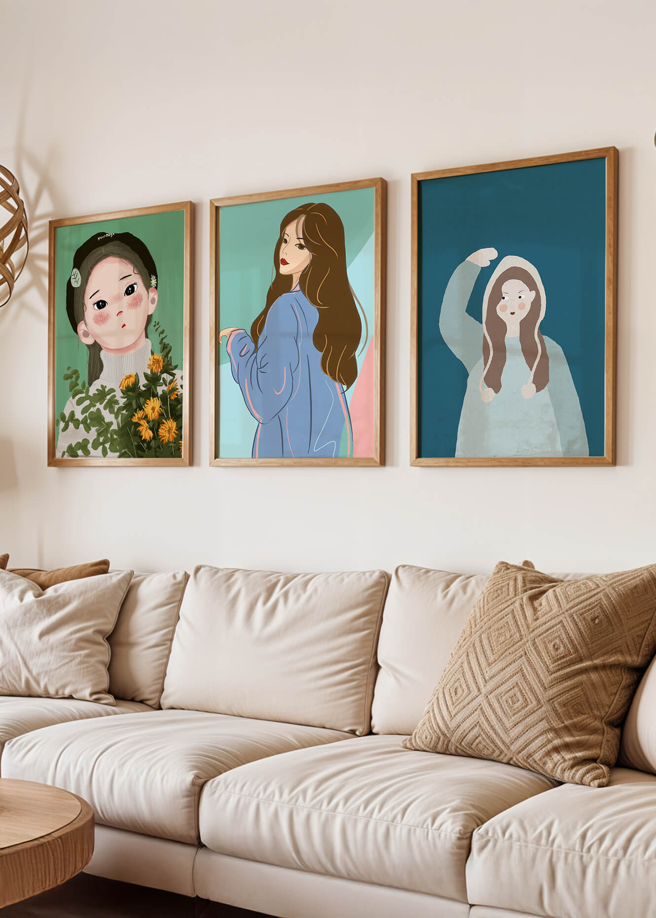 Impresiones artísticas de retratos femeninos en estilo moderno