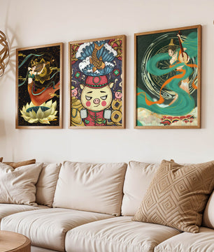 Ensemble d'art asiatique avec motifs traditionnels