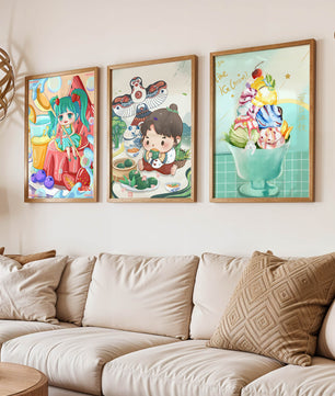 Illustrations d’art coloré avec des personnages animés et un design moderne