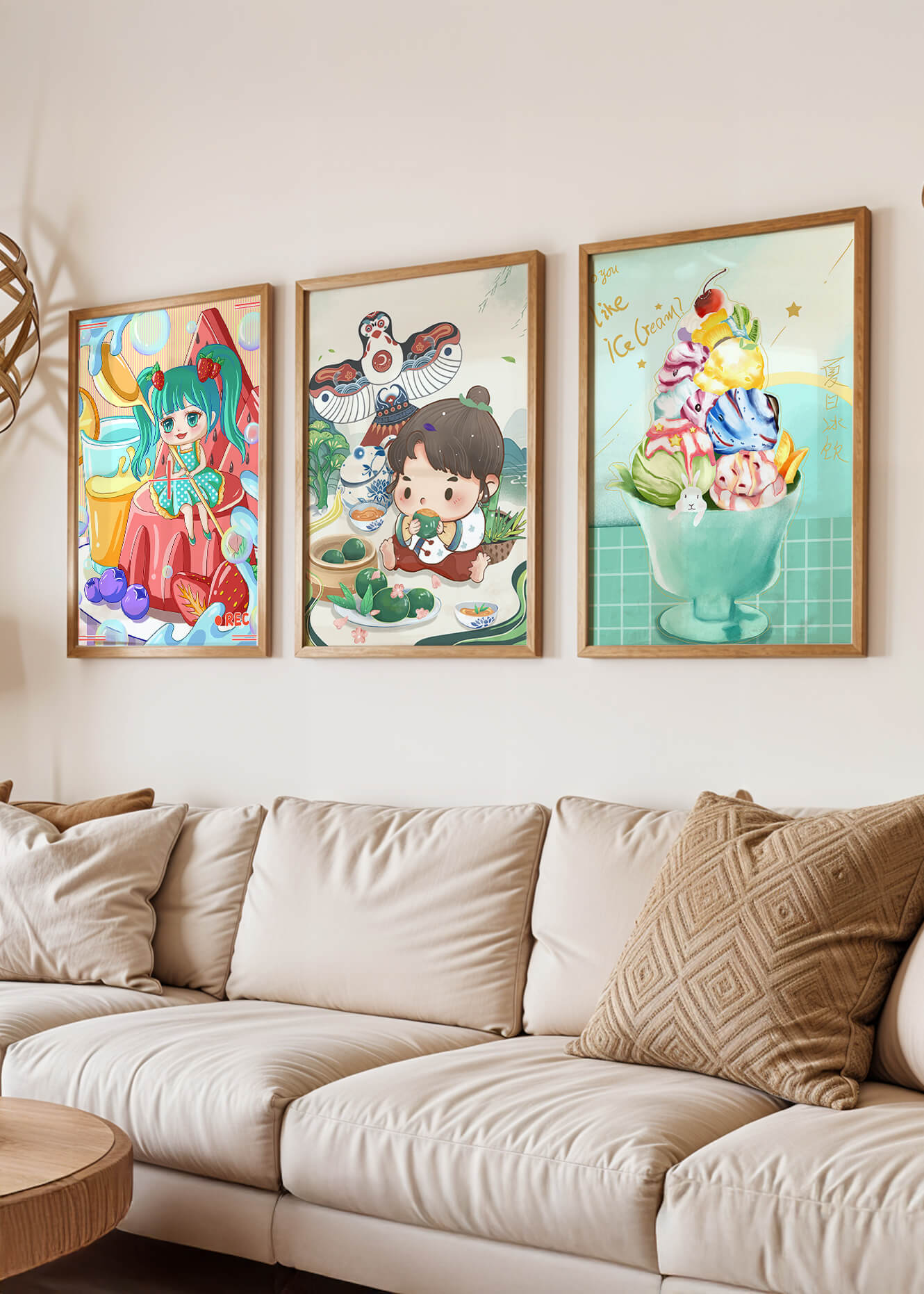 Illustrations d’art coloré avec des personnages animés et un design moderne