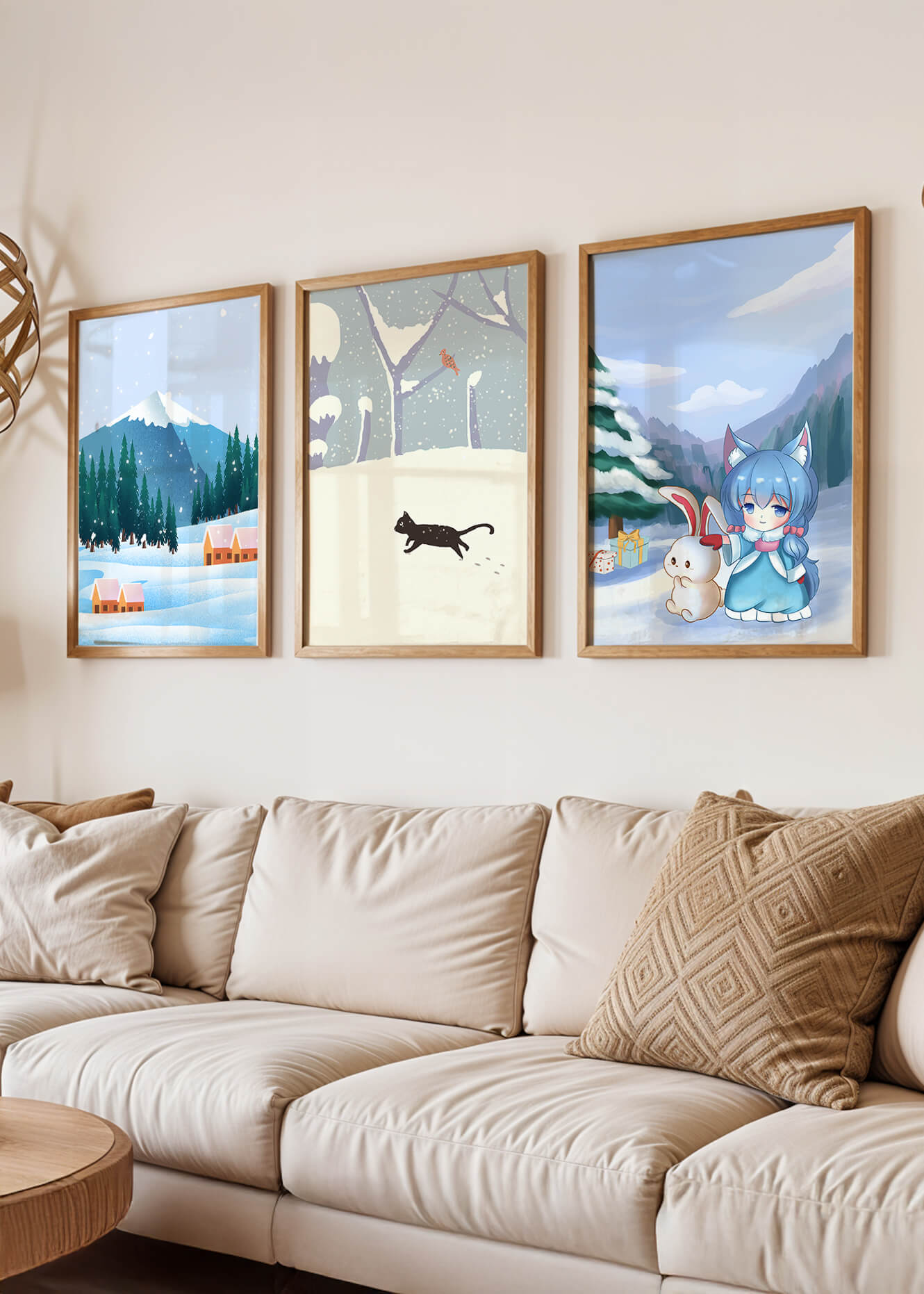 Paysages enneigés et personnage fantastique en impression de haute qualité