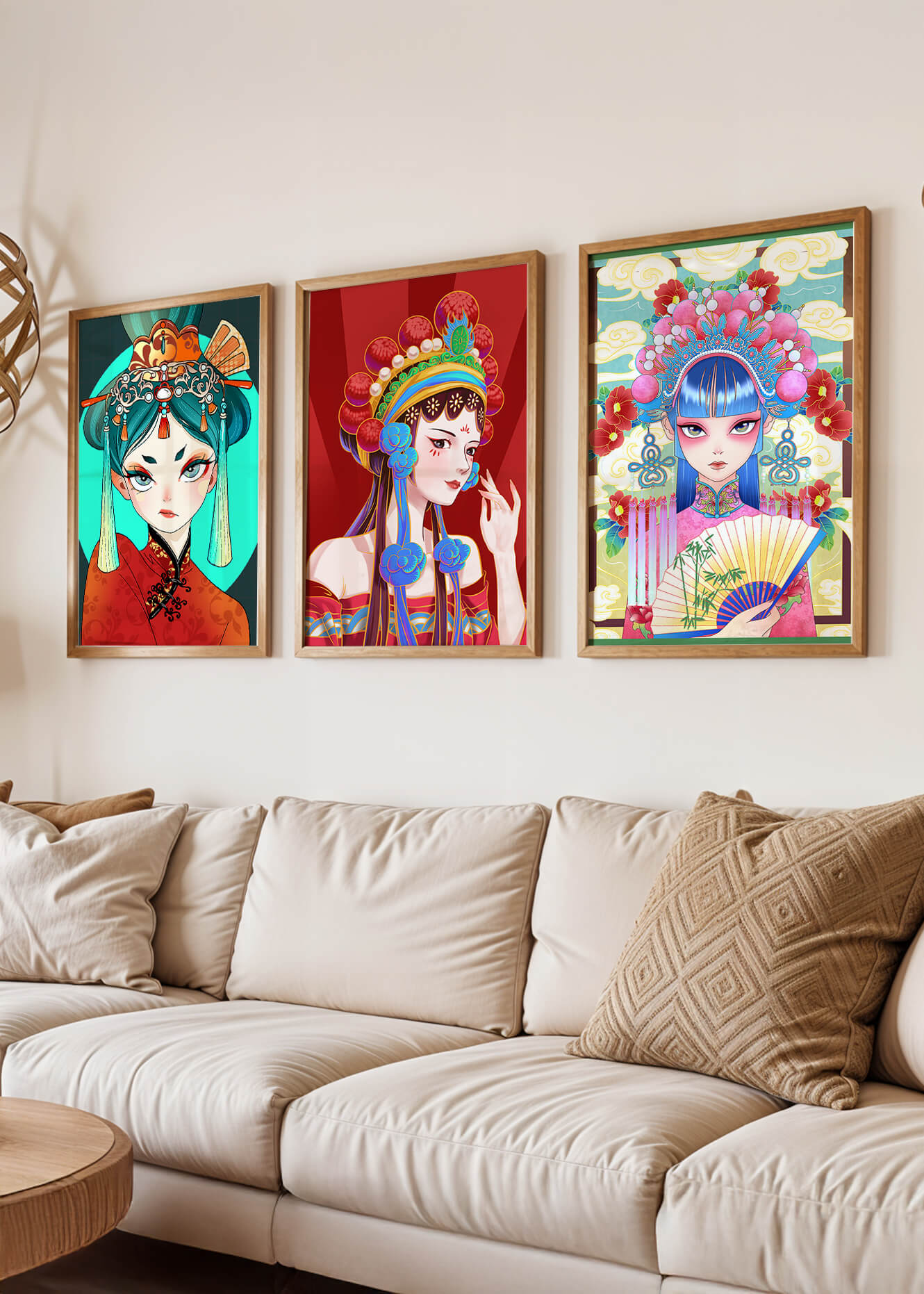 Retratos Ilustrados de Mujeres con Atuendos Tradicionales y Colores Vibrantes