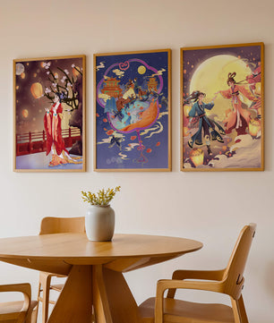 Satz asiatischer Illustrationen im kulturellen Stil