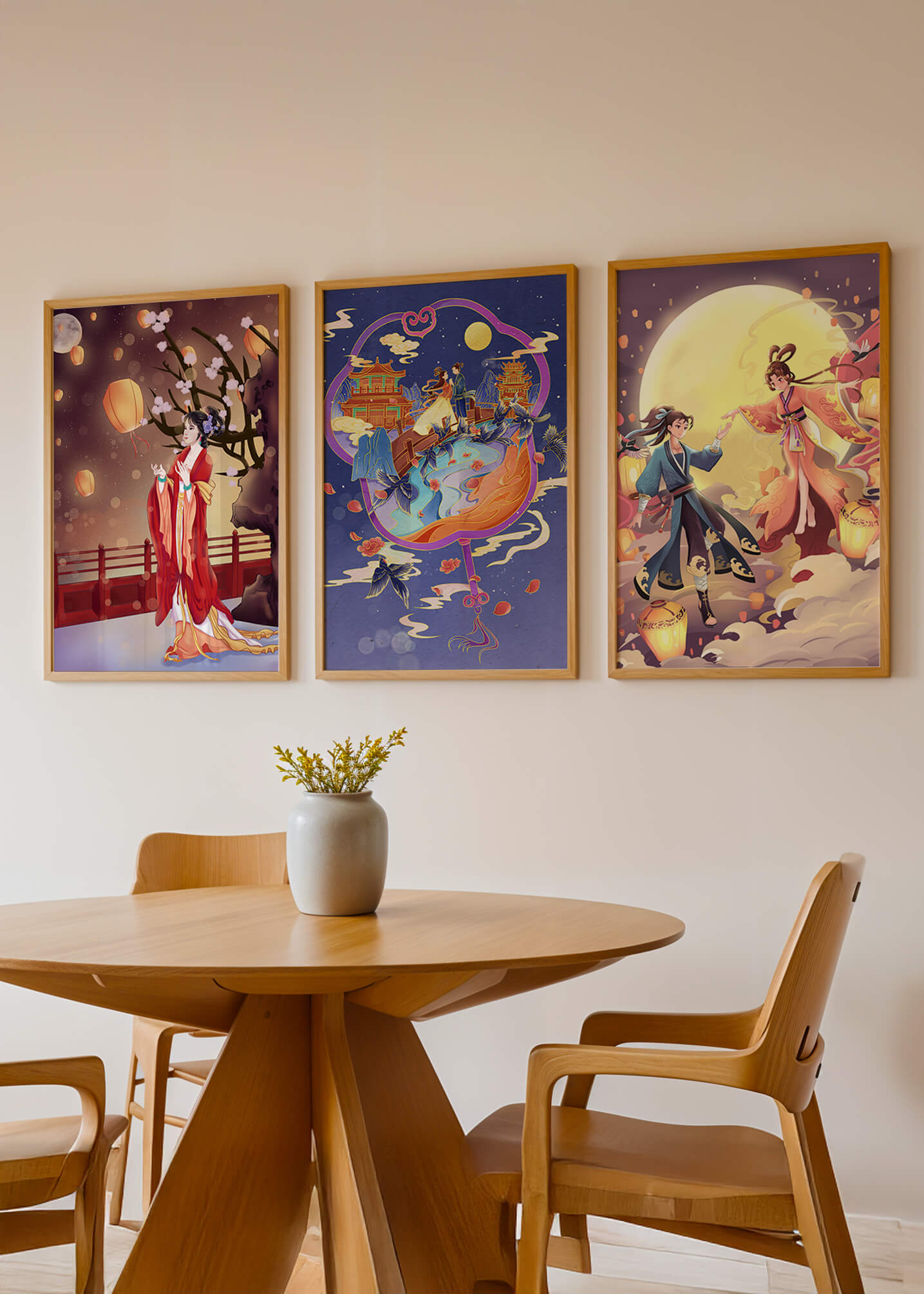 Satz asiatischer Illustrationen im kulturellen Stil
