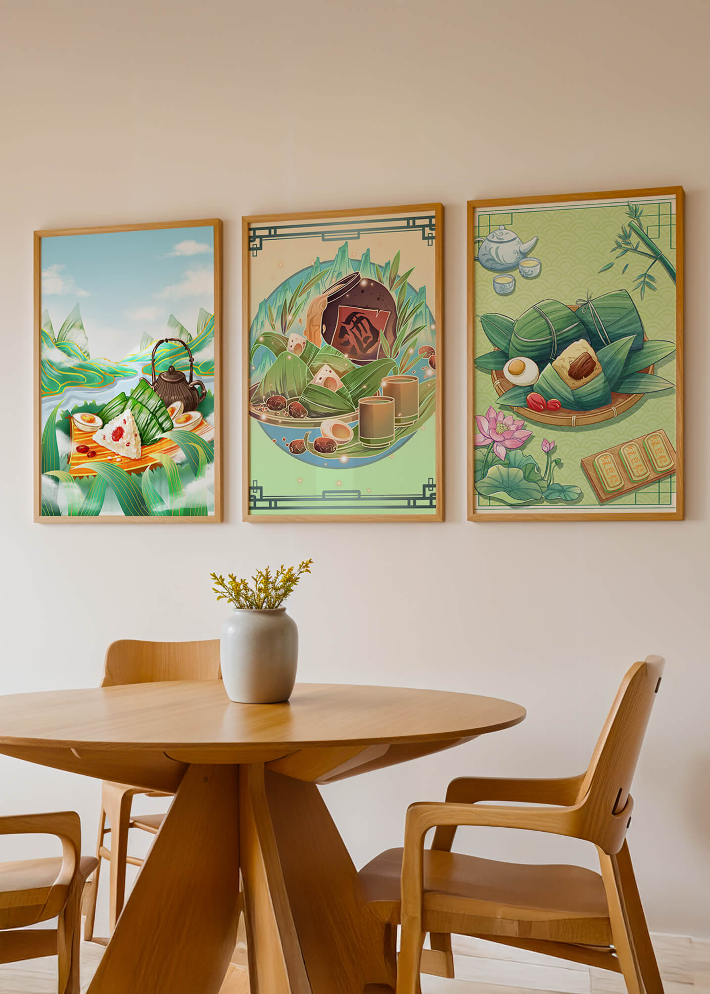 Decoraciones Artísticas de Comida Asiática en Coloridos Marcos