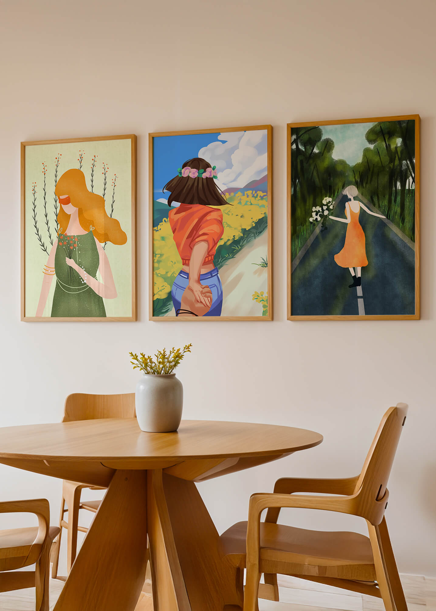 Ensemble d'illustrations modernes de femmes marchant sans cadre