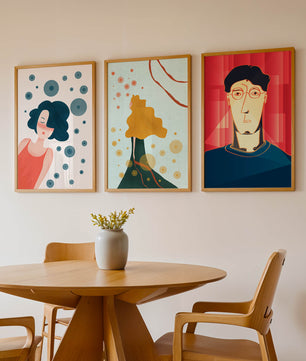 Triptyque d'art moderne avec impressions originales colorées