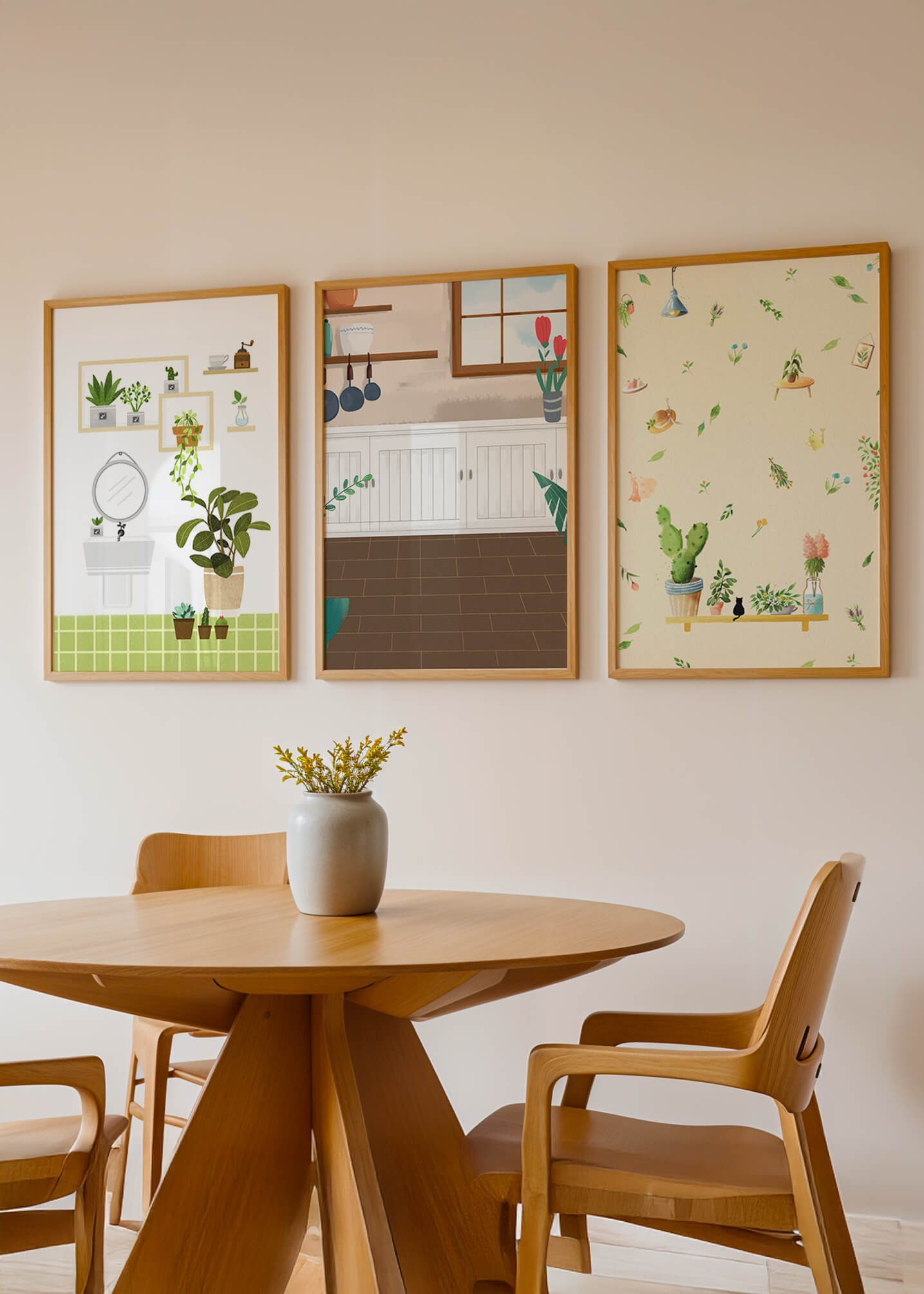 Art mural sur le thème des plantes et cuisine moderne
