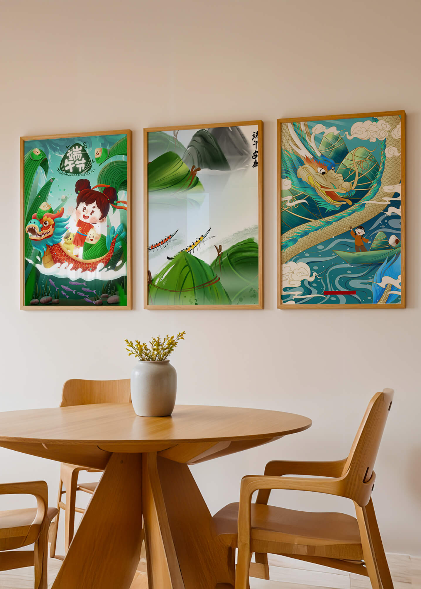 Imprimés thématiques avec des motifs de dragons et de nature