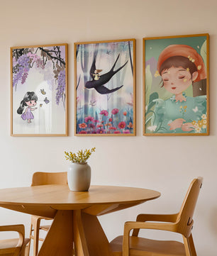 Décoration pour enfants : ensemble d'illustrations de filles et de nature