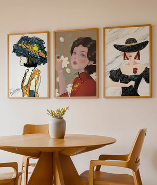 Set de Arte con Retratos de Mujeres en Estilo Clásico y Moderno