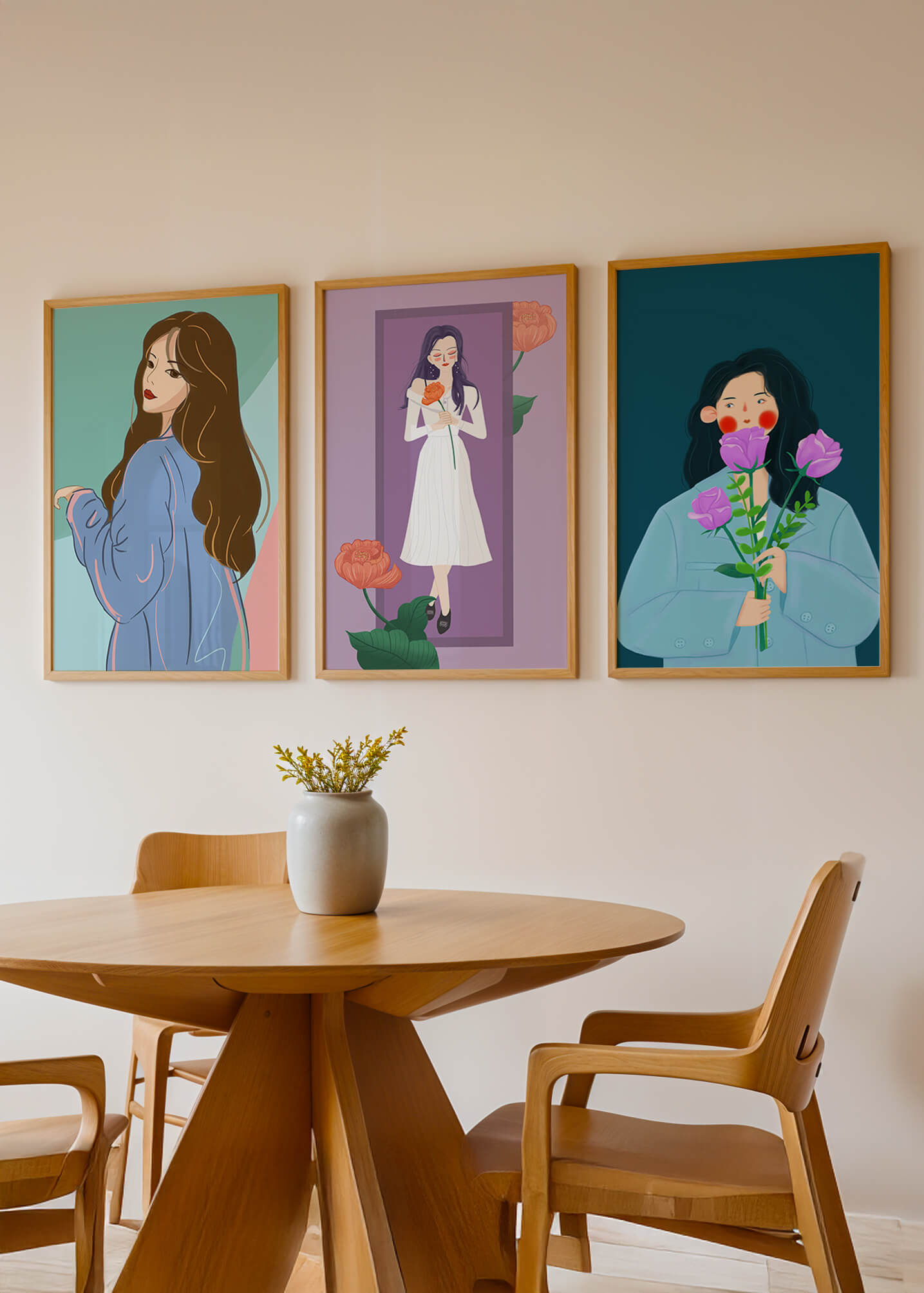 Wanddekoration mit modernen Illustrationen