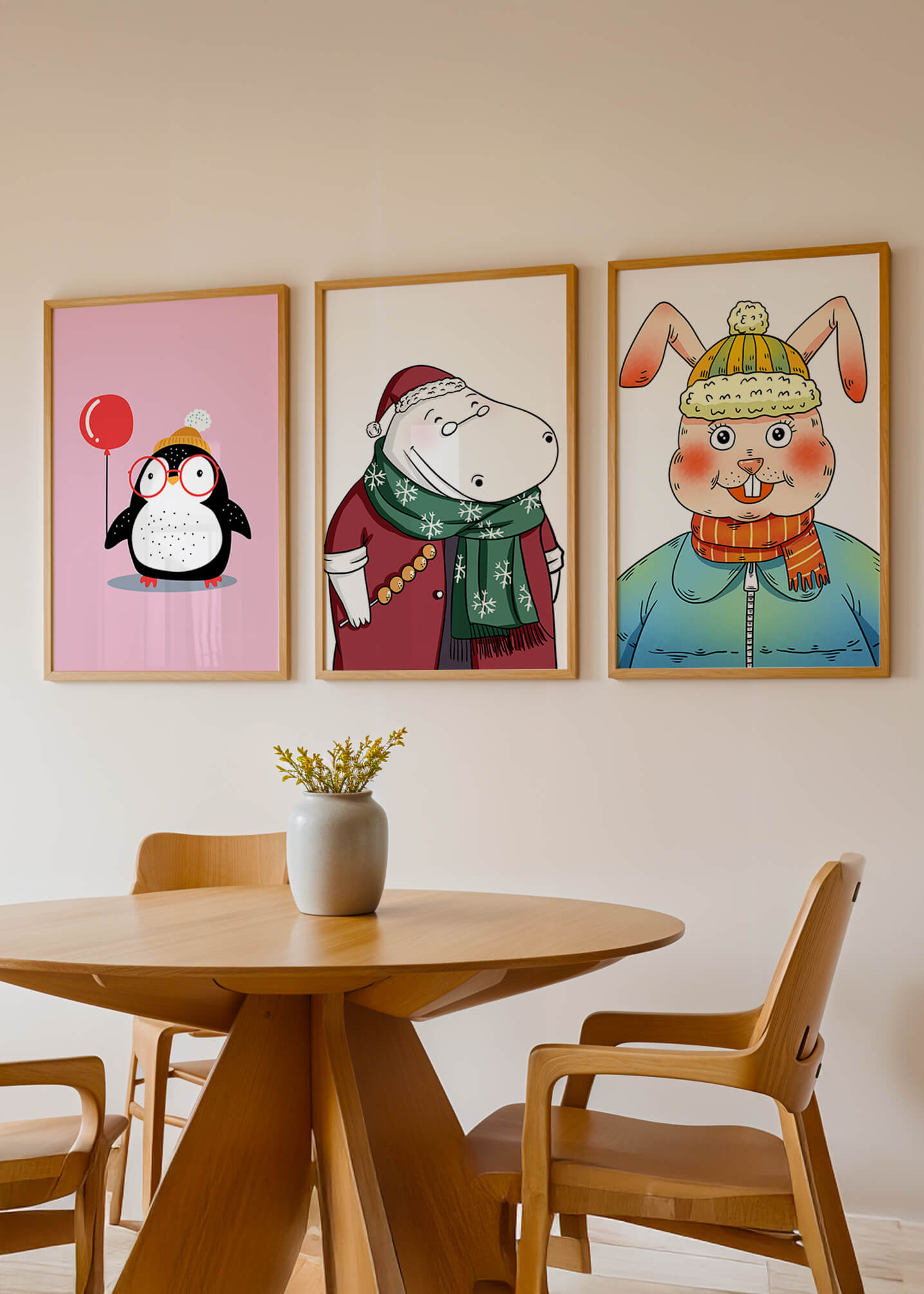 Arte Infantil Con Animales Divertidos Para Decoración