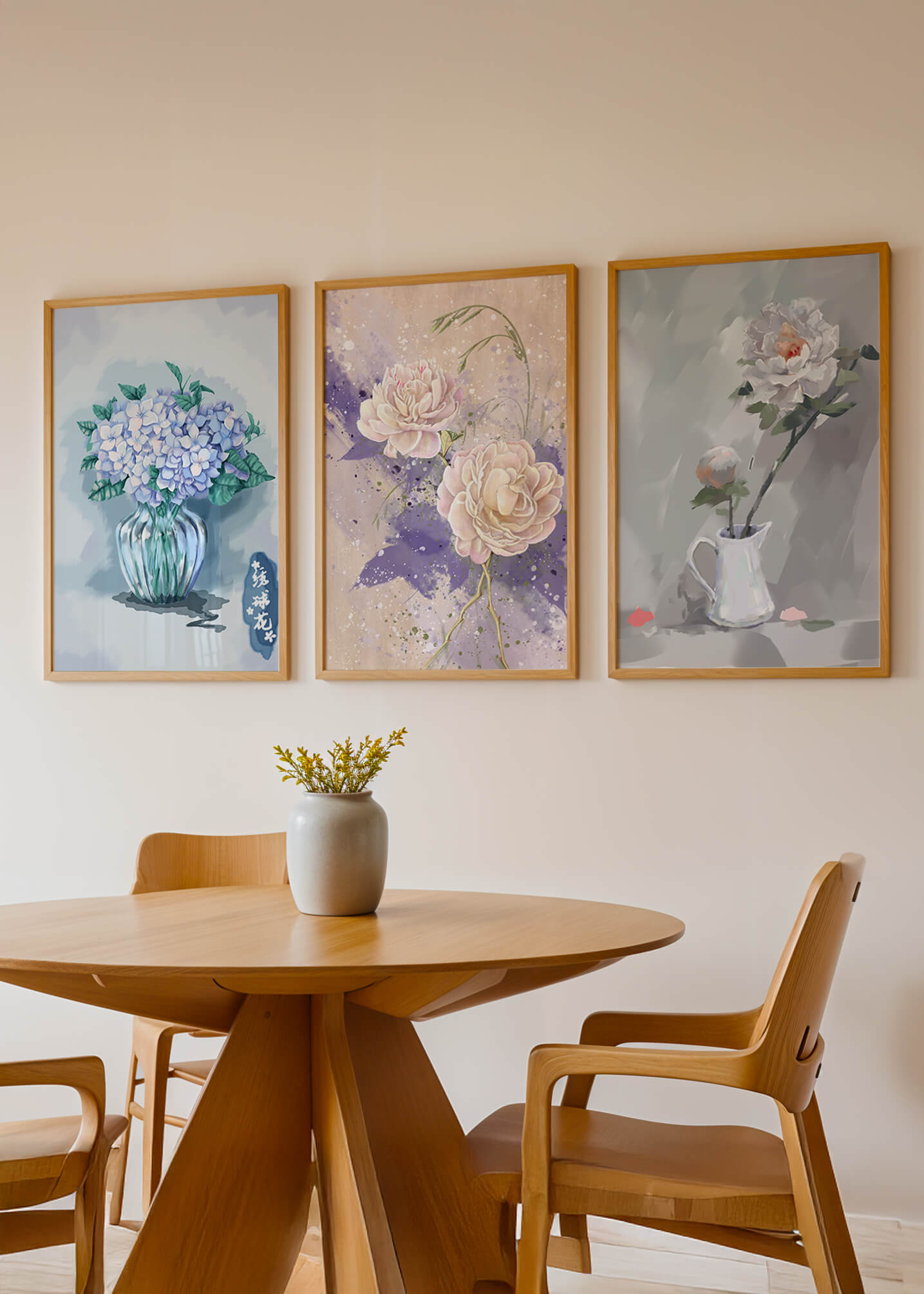 Ensemble d’art floral imprimé sans cadre au format vertical