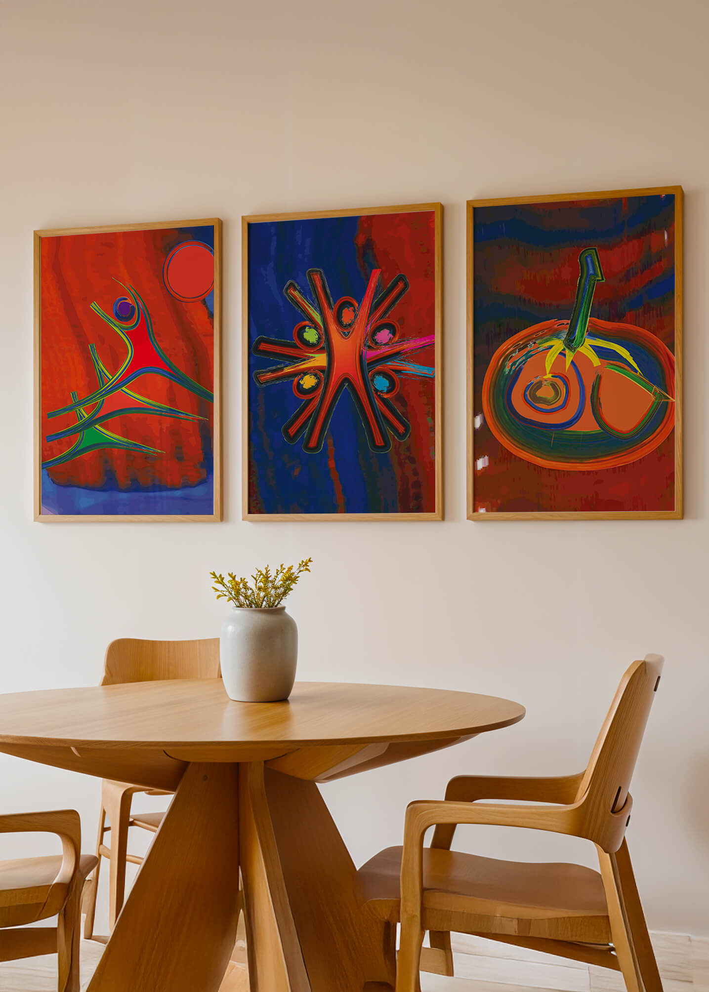 Pinturas Abstractas Coloridas en Estilo Moderno Sin Marco