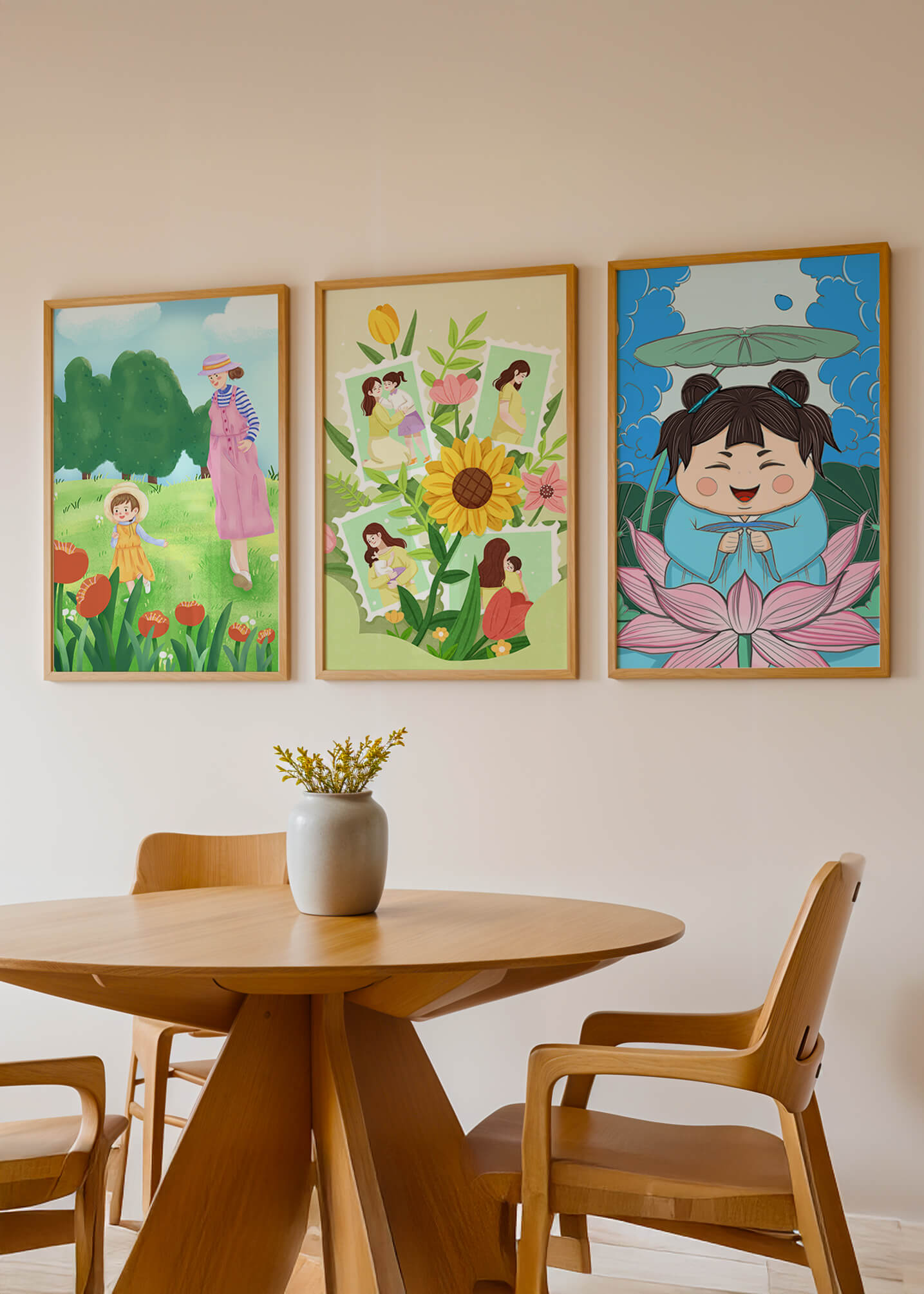 Ensemble d’illustrations modernes au style enfantin