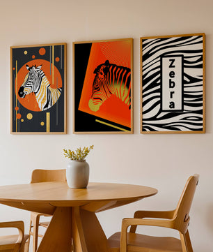 Ensemble d'impressions artistiques de zèbres au design moderne