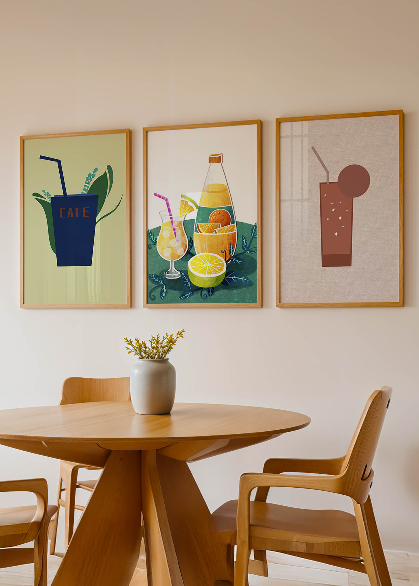 Imágenes Minimalistas de Bebidas Exhibidas en Interiores