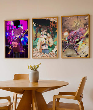 Impressions artistiques d'anime sans cadre avec lumière néon