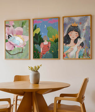 Conjunto De Tres Ilustraciones Artísticas Sin Marco