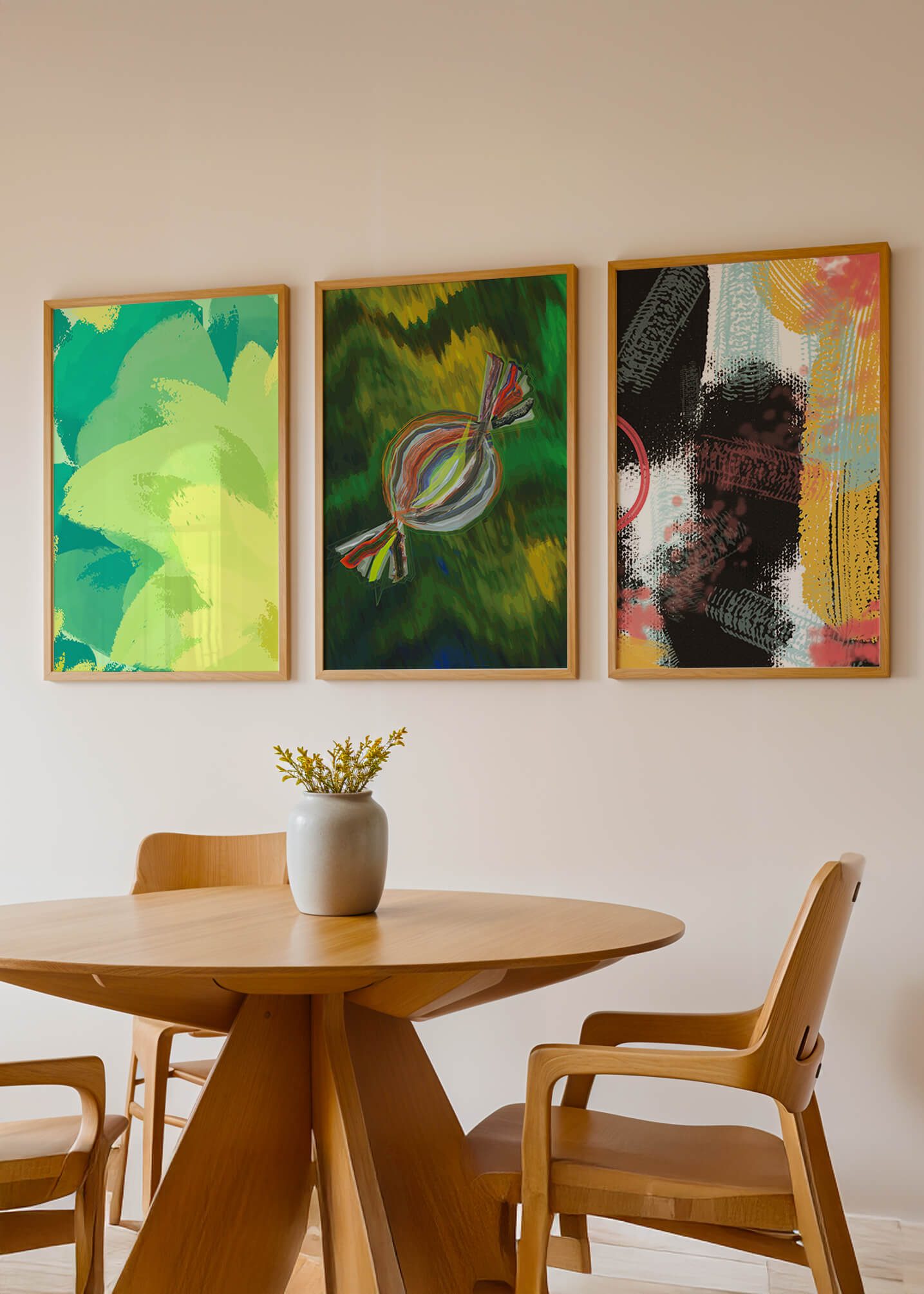 Tríptico De Arte Abstracto Sin Marco Con Impresión De Alta Calidad