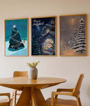 Décoration de Noël avec illustrations hivernales et ambiances festives