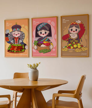 Illustrations culturelles de nourriture dans divers styles ethniques