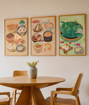 Illustrations de plats orientaux dans un style contemporain