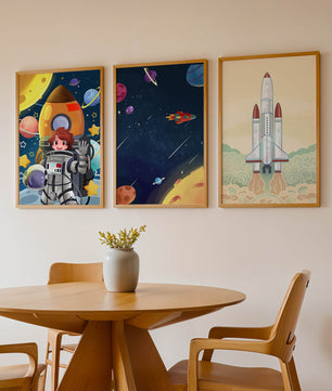 Astronautes et vaisseaux spatiaux dans des illustrations modernes