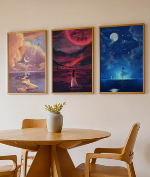 Décoration murale moderne avec œuvres d'art sans cadre