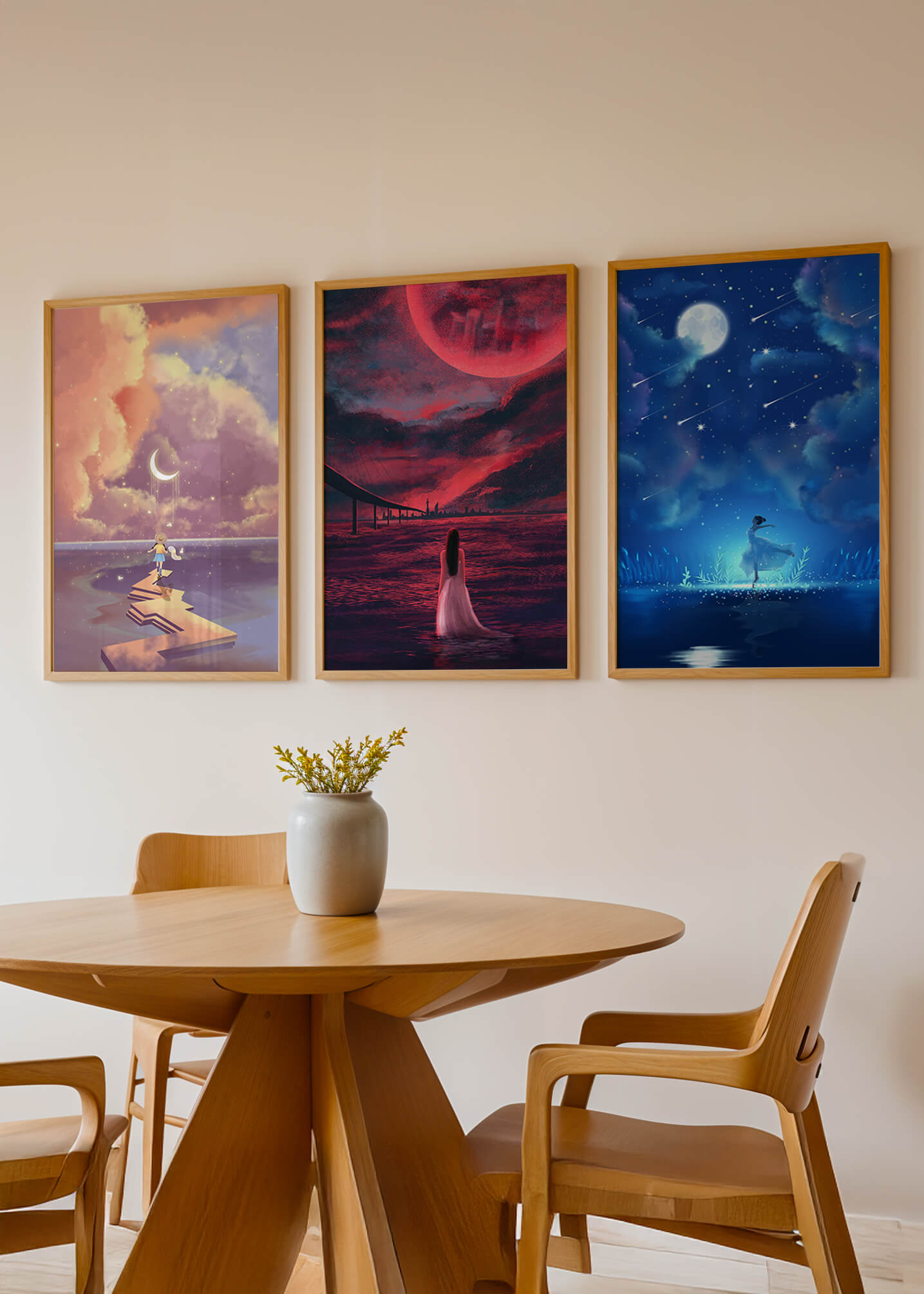 Decoración Moderna de Pared con Obras de Arte Sin Marco