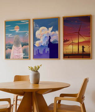 Zeitgenössische Kunst: Minimalistisches Triptychon mit Landschaften