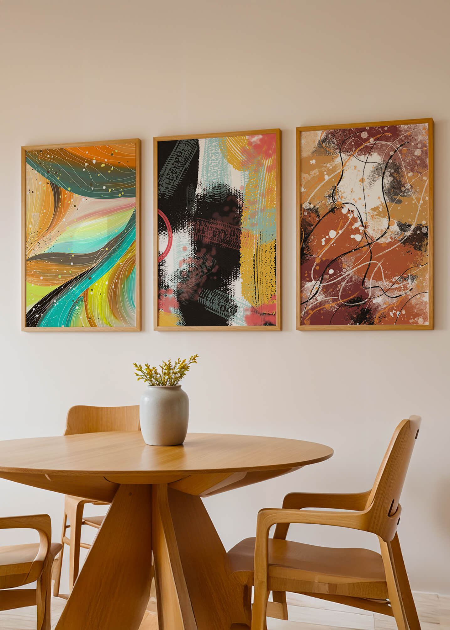 Conjunto De Cuadros Abstractos De Impresión En Alta Calidad