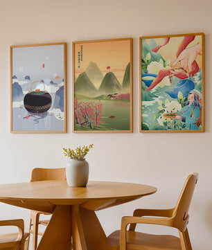 Art moderne avec paysages naturels et détails colorés