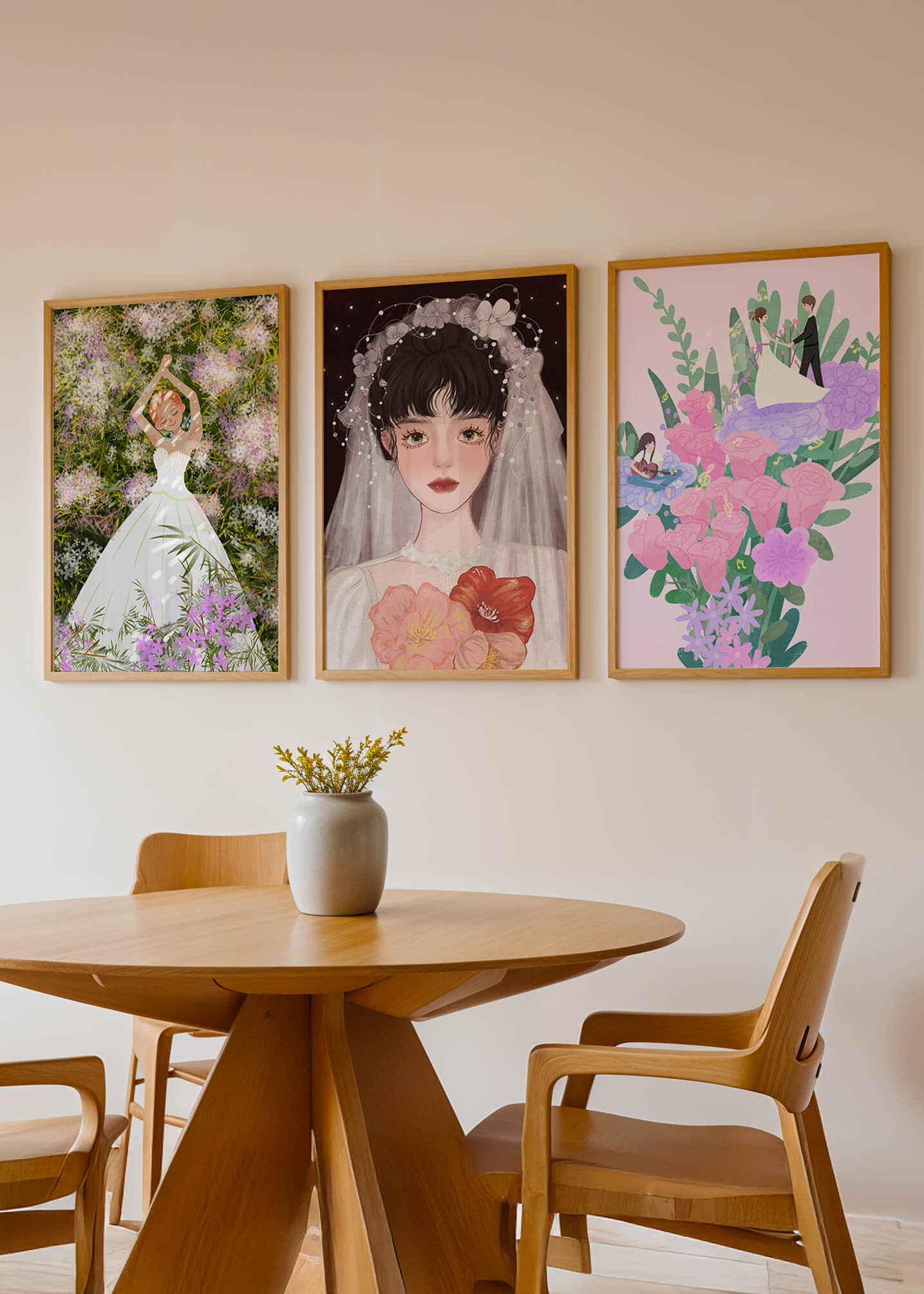 Ensemble d’impressions d’art de mariées encadrées