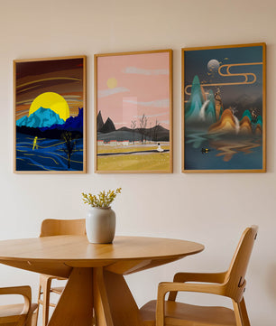 Tríptico de Paisajes Contemporáneos en Colores Vibrantes