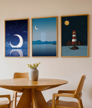 Ensemble de toiles Nuit étoilée et Phare