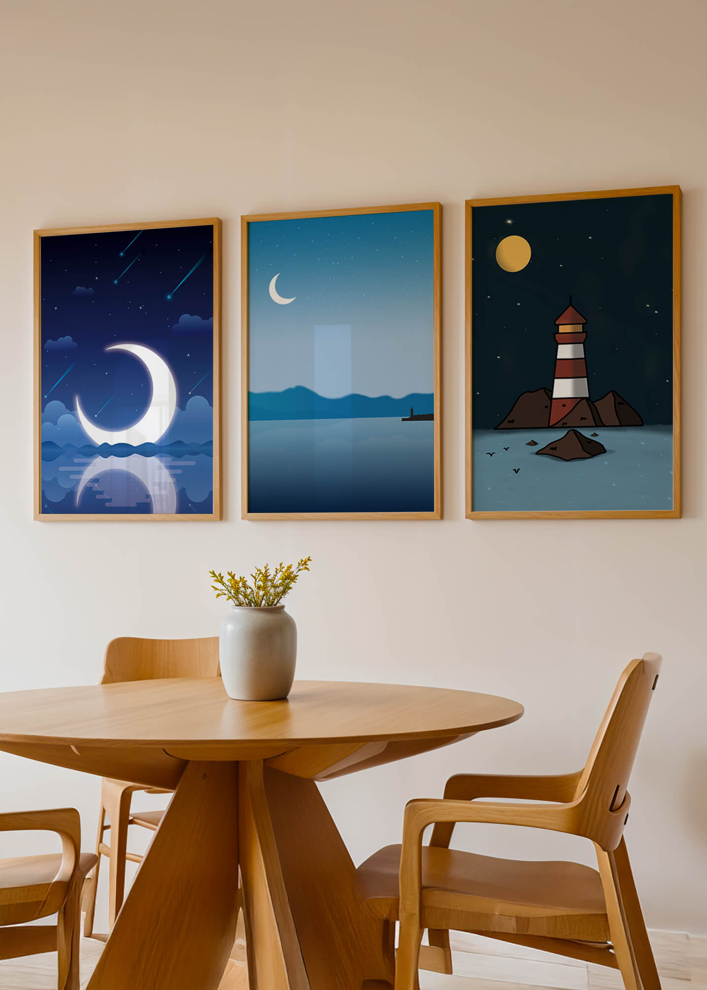 Ensemble de toiles Nuit étoilée et Phare